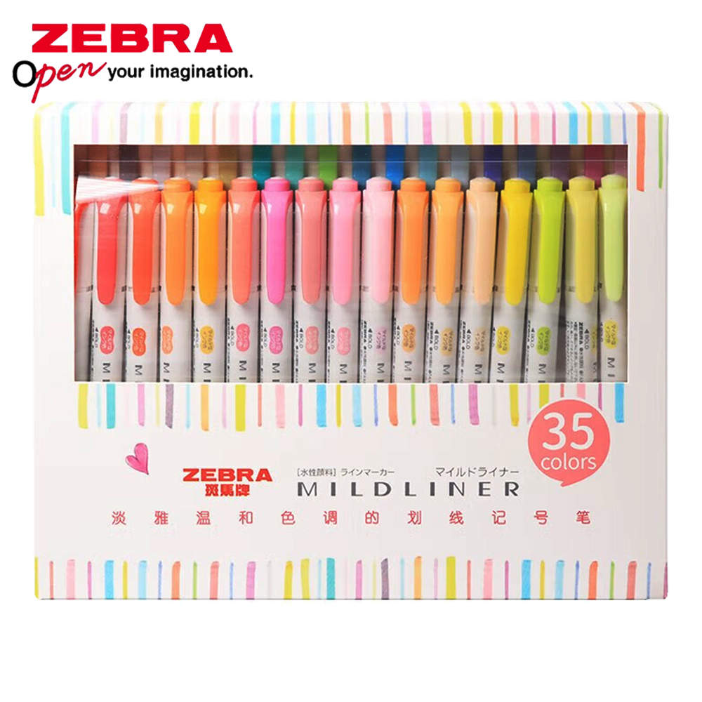 Pastel Highlighter Set Double Ended - 35 cores ZEBRA Mildliner Highlander Set