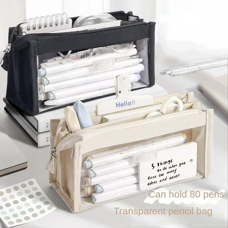 Aesthetic Large Pencil Case Pouch - Bolsa de lápis de grande capacidade