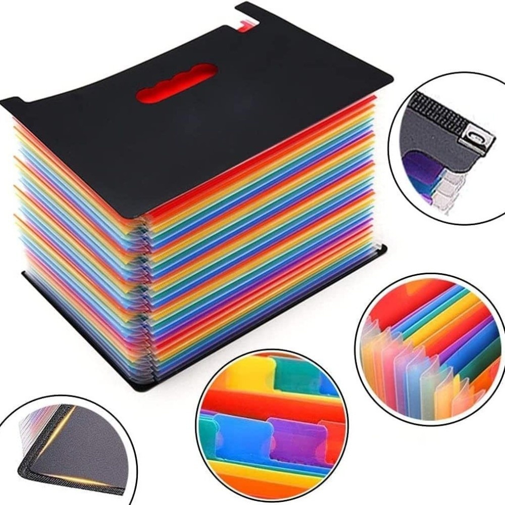 Expandable Accordion File Folder 13 Pockets - Caixa de Arquivos Expansível Portátil com