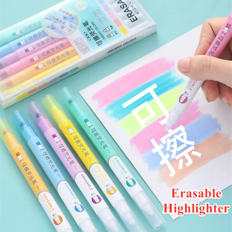Pastel Highlighter Set Double Ended - Conjunto de marcadores apagáveis de 6
