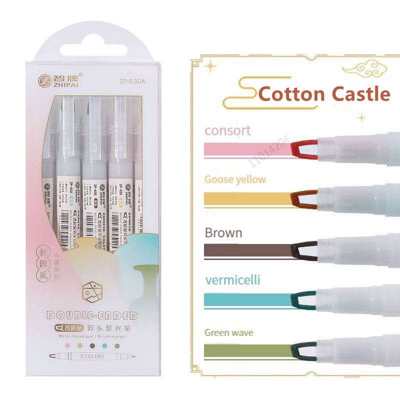 Pastel Highlighter Set Double Ended - 5 pçs/set ponta dupla highlighter canetas