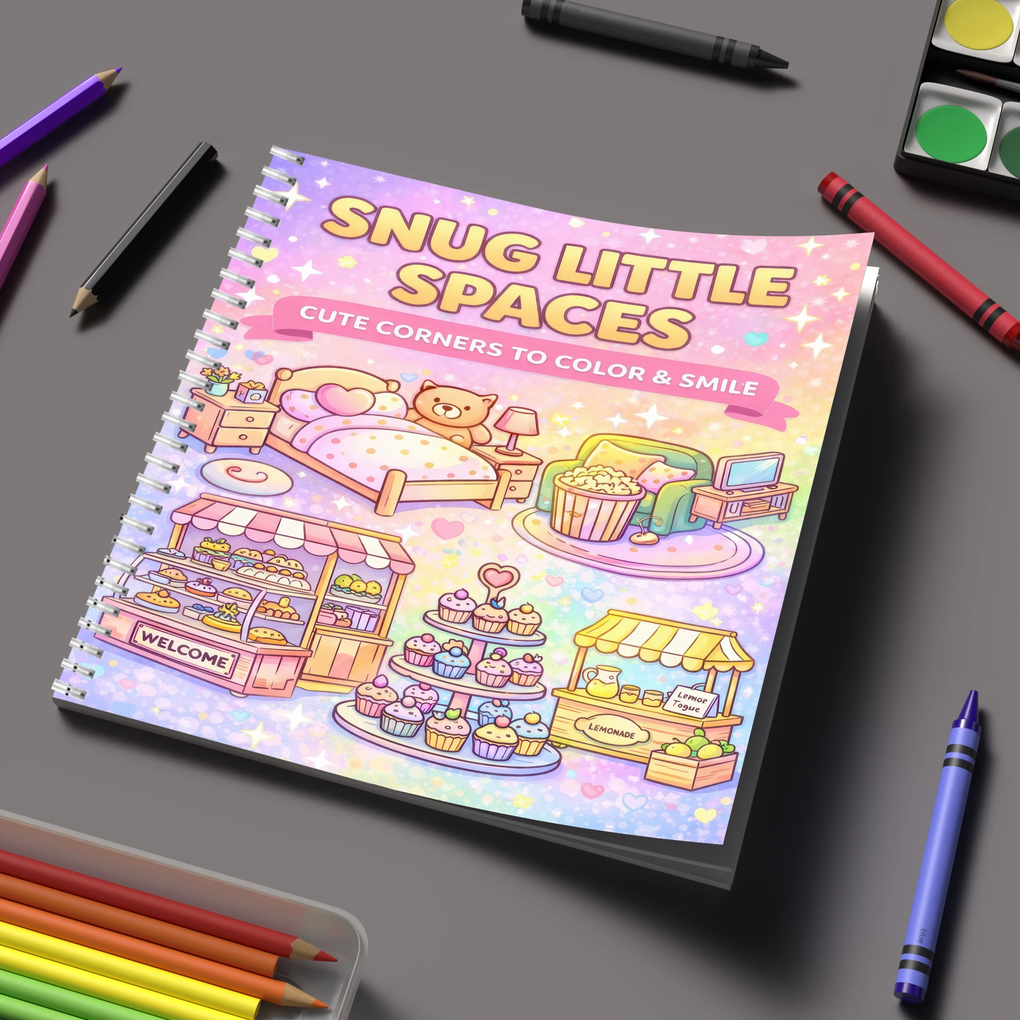 School Supplies - Livro de Colorir Espaços Pequenos para