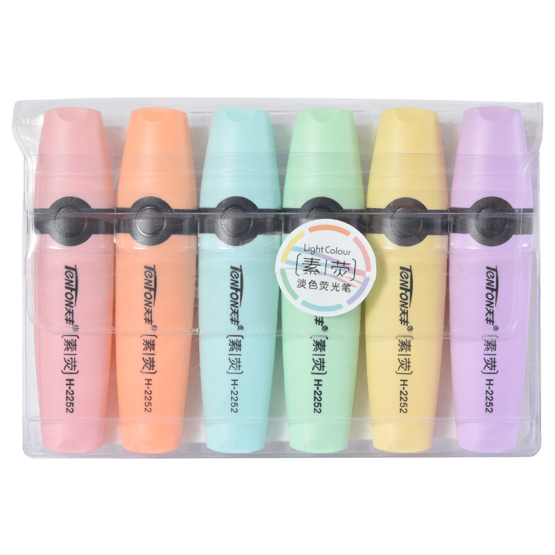 Pastel Highlighter Set Double Ended - 6 pçs/set iluminador cores pastel cinzel