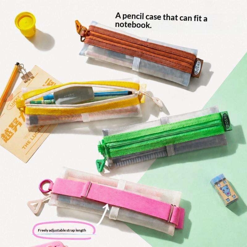 Clear Mesh Pencil Pouch For Exam - Estojo Transparente de Malha com Zíper