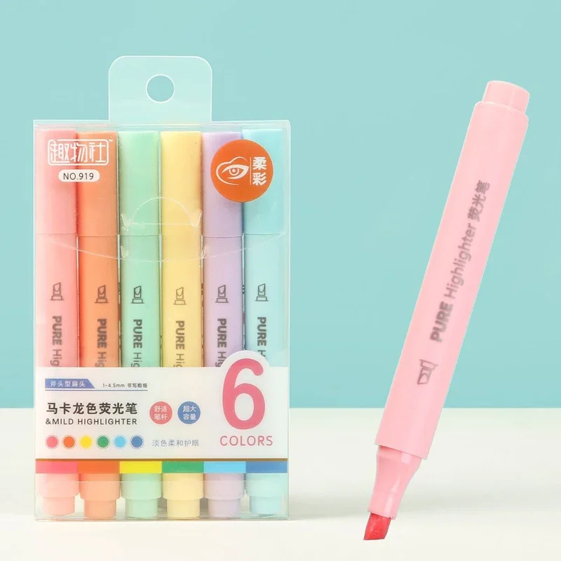 Pastel Highlighter Set Double Ended - Conjunto de 6 Canetas Marcadoras Fluorescentes
