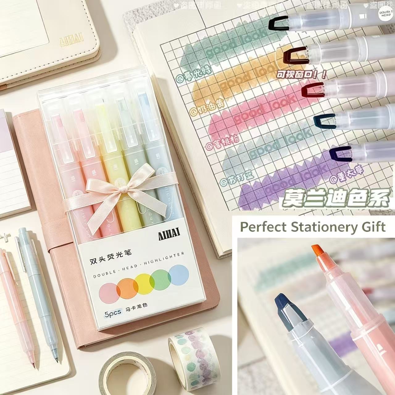 Pastel Highlighter Set Double Ended - Conjunto de 5-25 cores de canetas