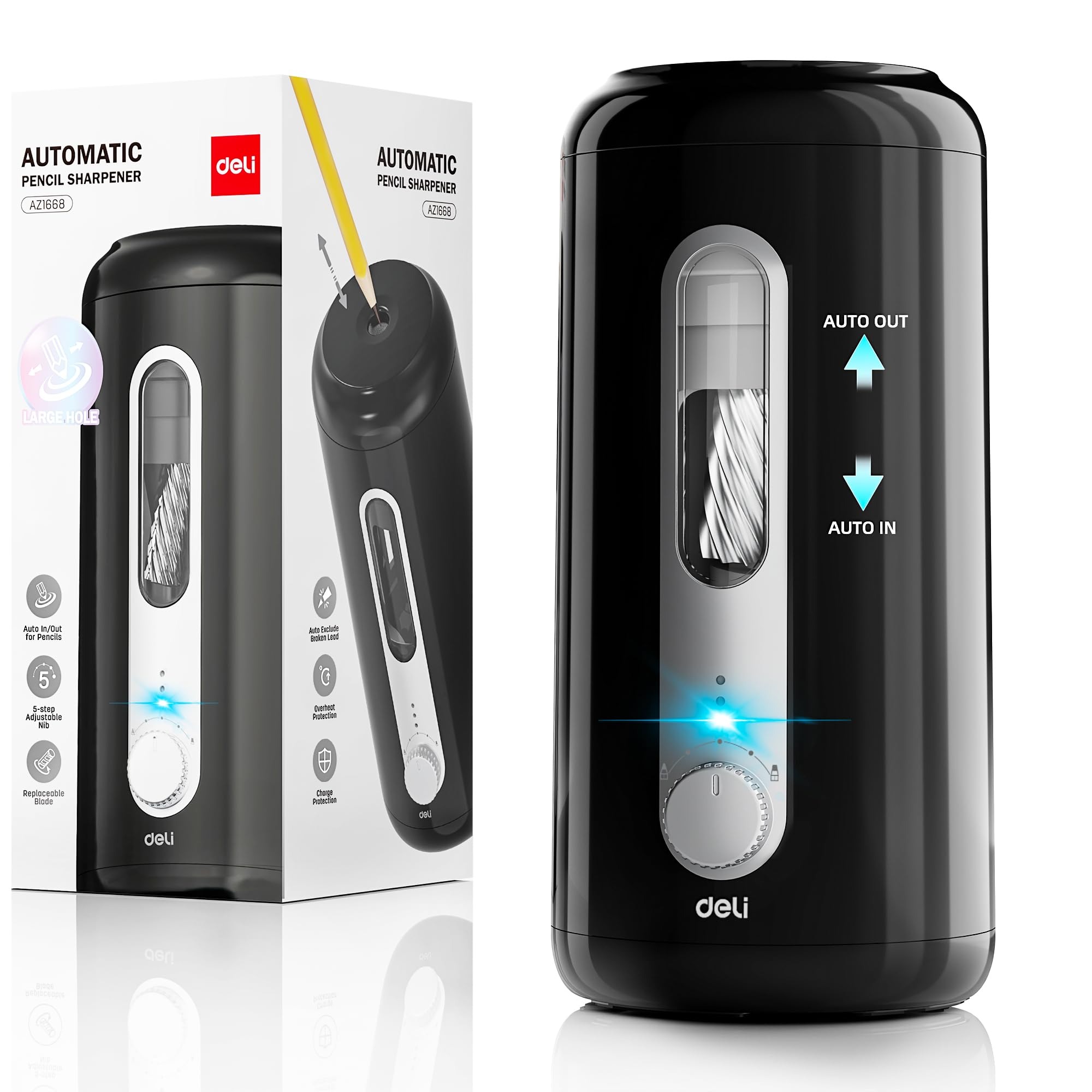 Electric Pencil Sharpener Usb - Apontador de Lápis Elétrico Deli Automático,