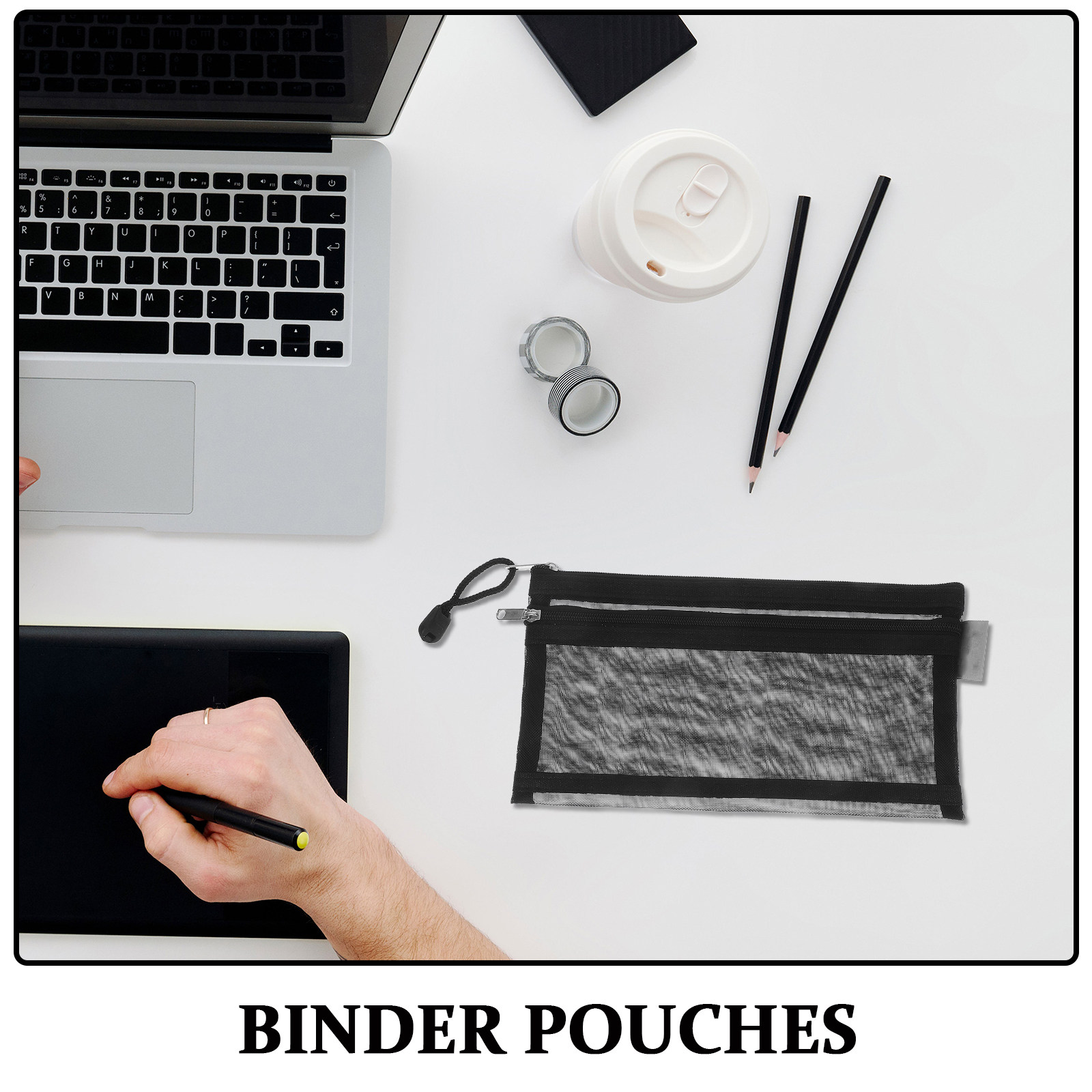 6 unidades de bolsas transpare - Clear Mesh Pencil Pouch For Exam avaliação e preço