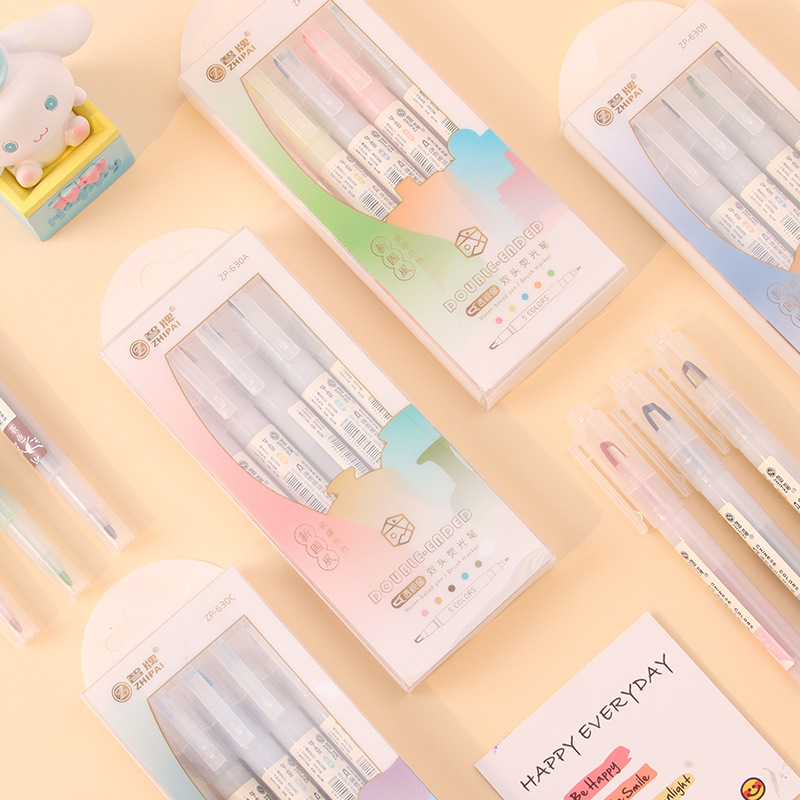 5 pçs/set canetas marcadoras d - Pastel Highlighter Set Double Ended avaliação e preço