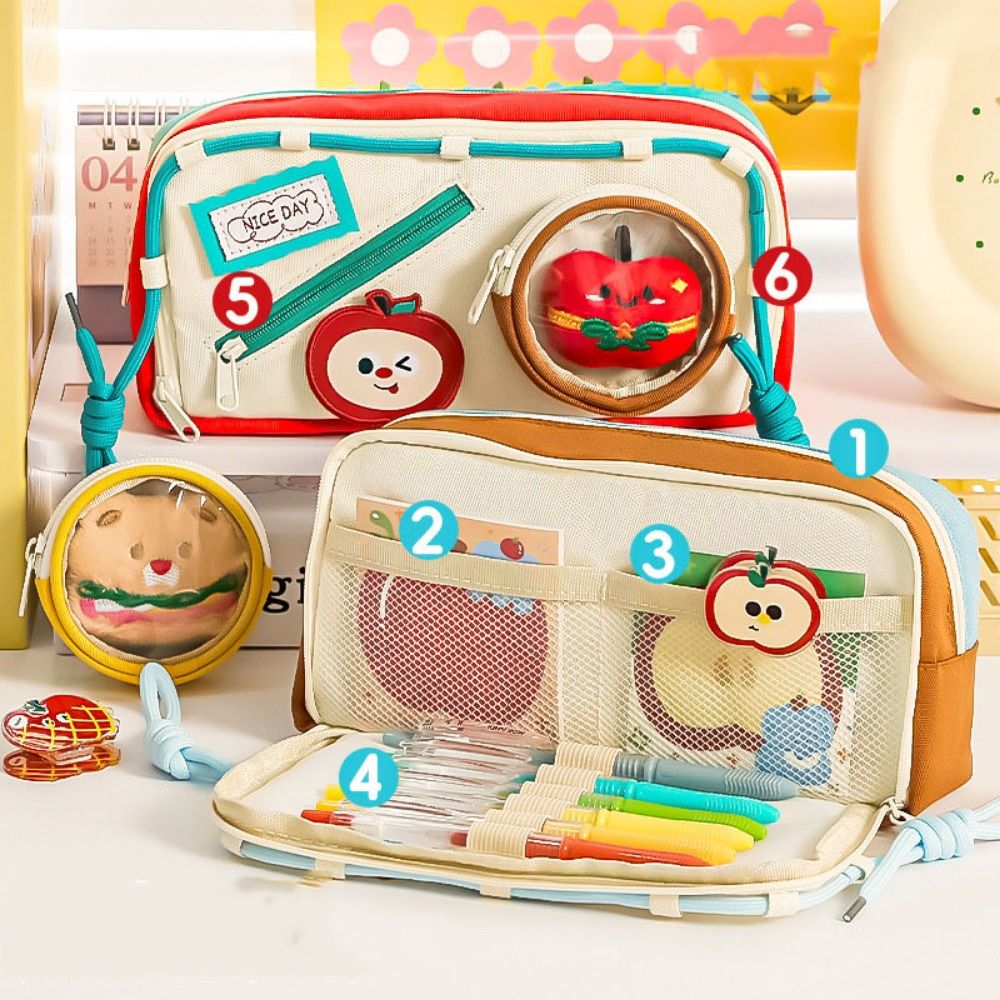 Grande capacidade hambúrguer l - Aesthetic Large Pencil Case Pouch avaliação e preço