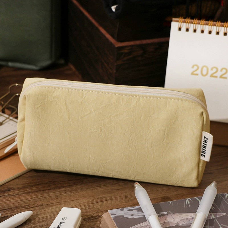 Estojo de Lápis de Couro Creme - Aesthetic Large Pencil Case Pouch avaliação e preço