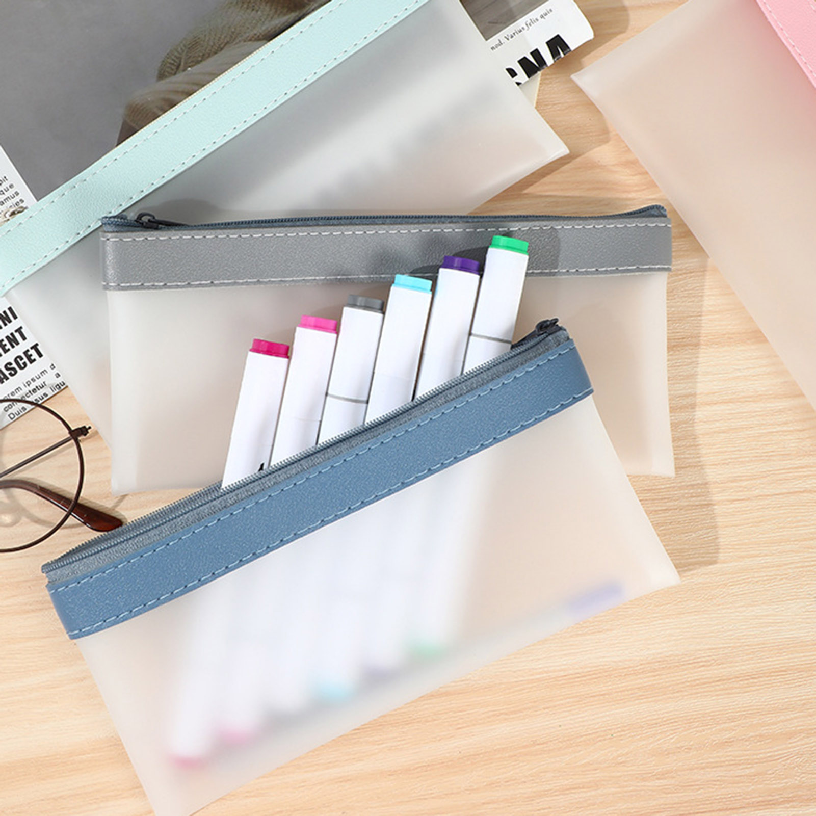 Estojo transparente fosco, bol - Aesthetic Large Pencil Case Pouch avaliação e preço
