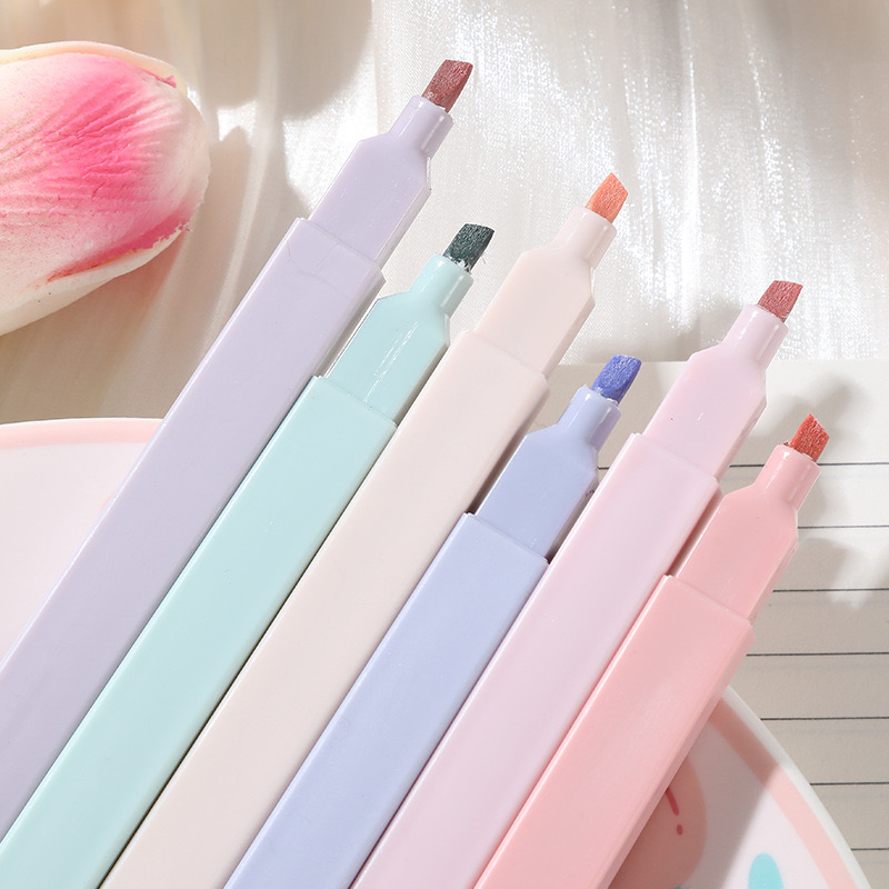 6 pçs/set marcadores conjunto  - Pastel Highlighter Set Double Ended avaliação e preço